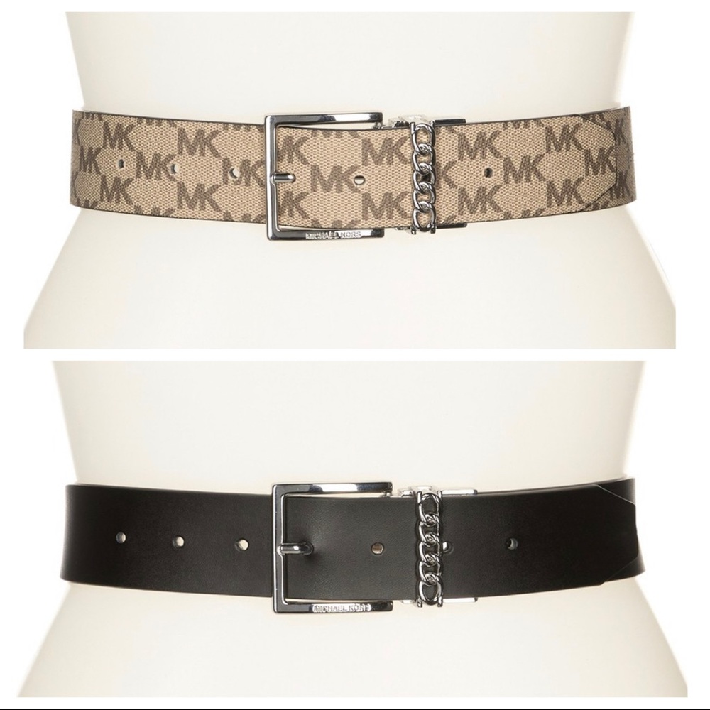 NWT Michael Kors Reversible Belt Monogram / Black